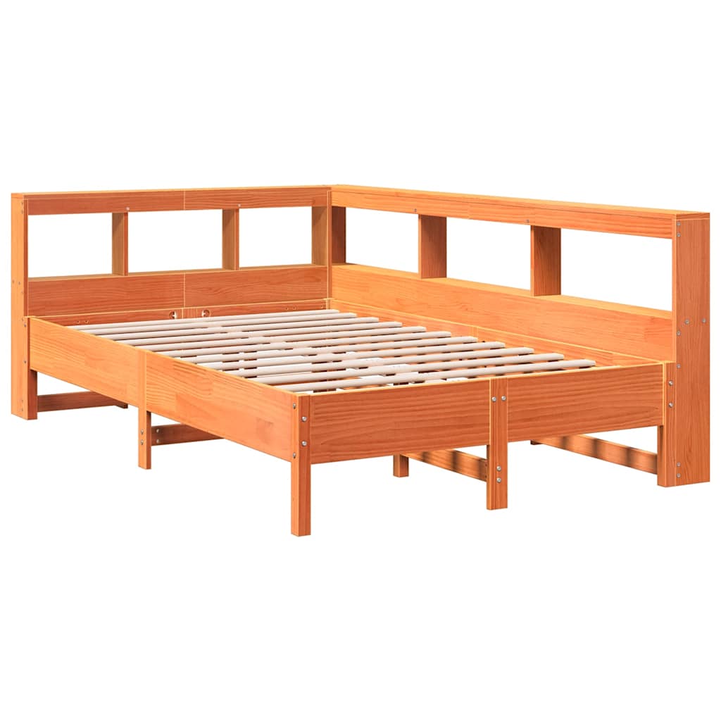 Bookcase Bed without Mattress Wax Brown 120x200 cm Solid Wood Pine