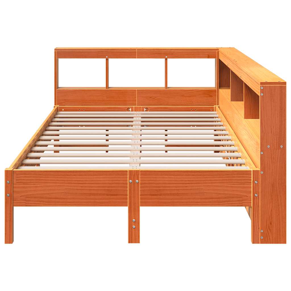 Bookcase Bed without Mattress Wax Brown 120x200 cm Solid Wood Pine