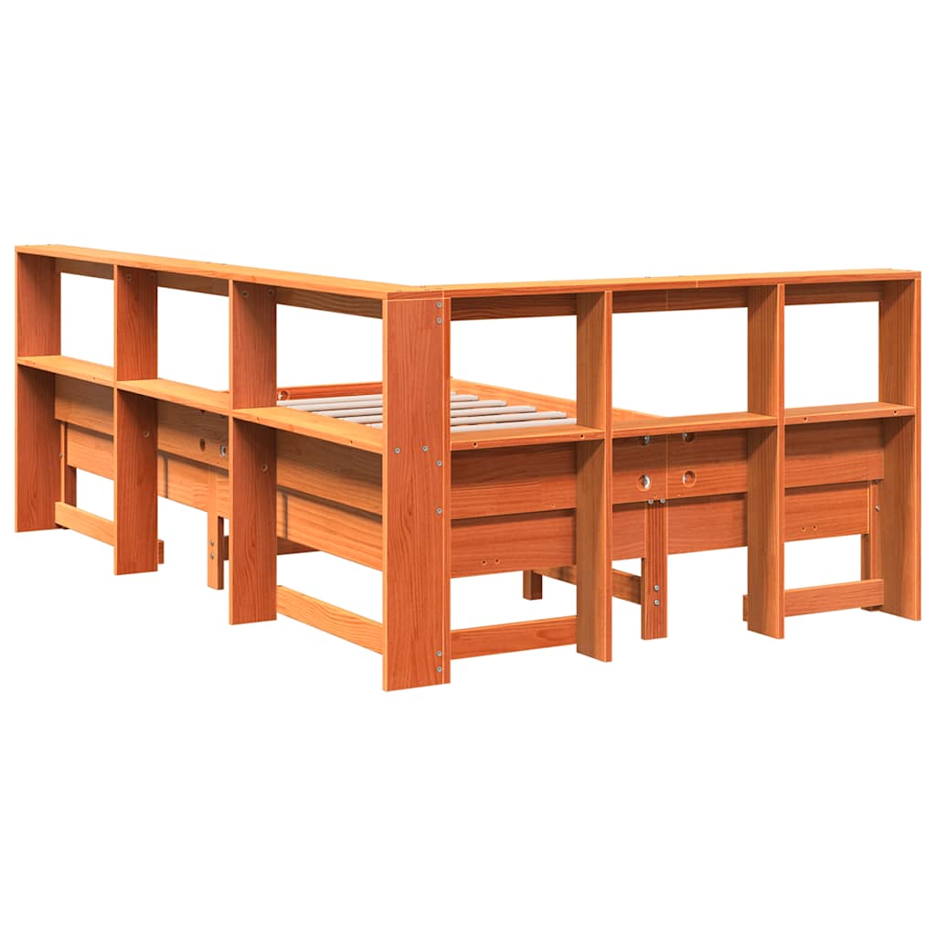 Bookcase Bed without Mattress Wax Brown 120x200 cm Solid Wood Pine