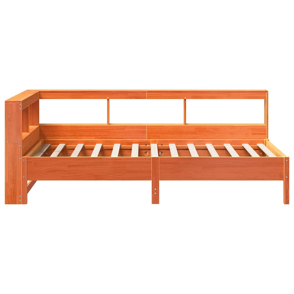 Bookcase Bed without Mattress Wax Brown 100x200 cm Solid Wood Pine