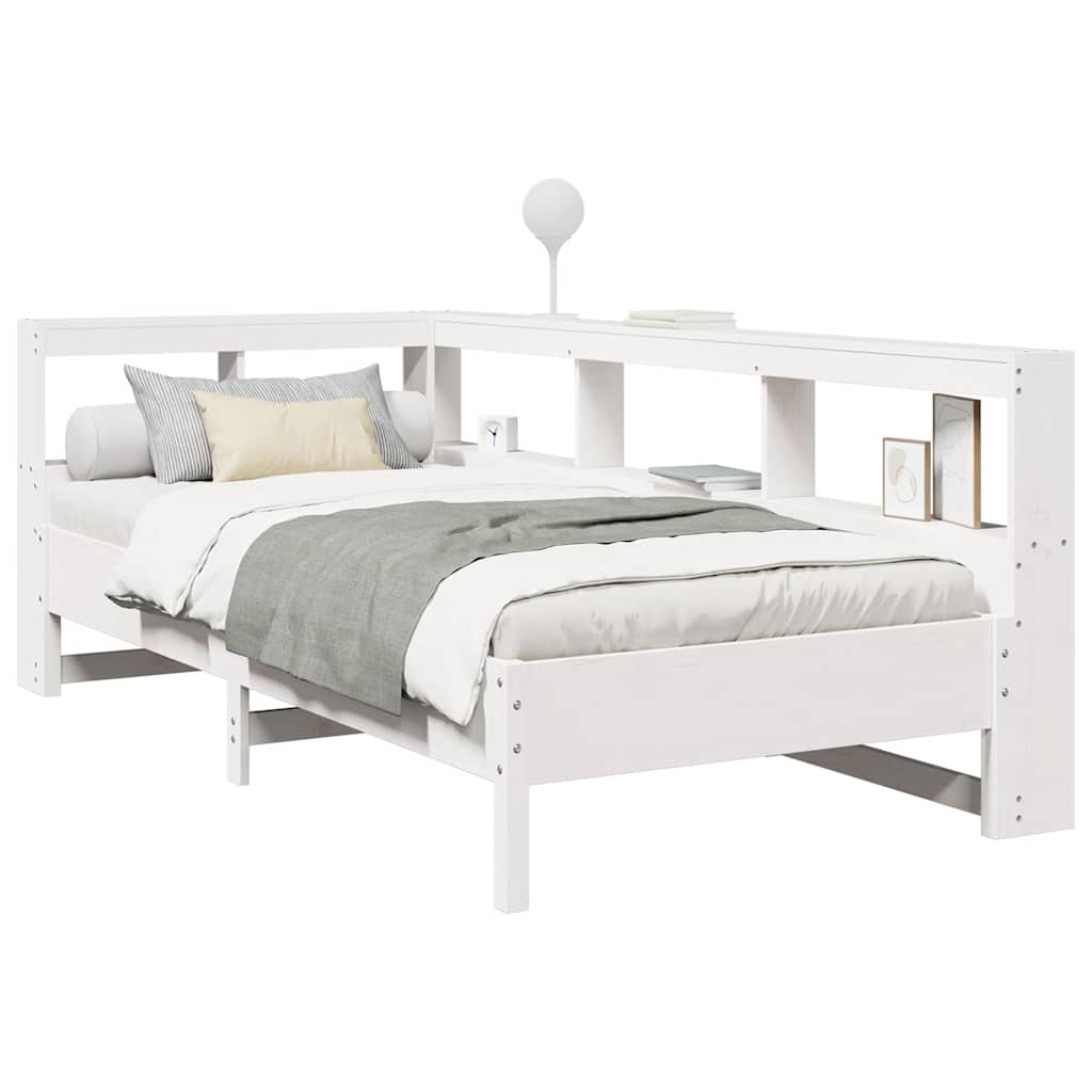 Bookcase Bed without Mattress White 90x200 cm Solid Wood Pine