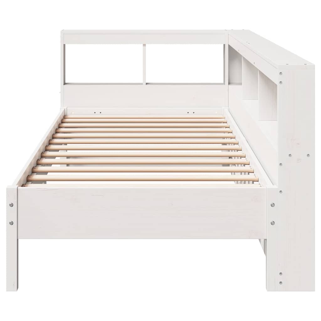 Bookcase Bed without Mattress White 90x200 cm Solid Wood Pine