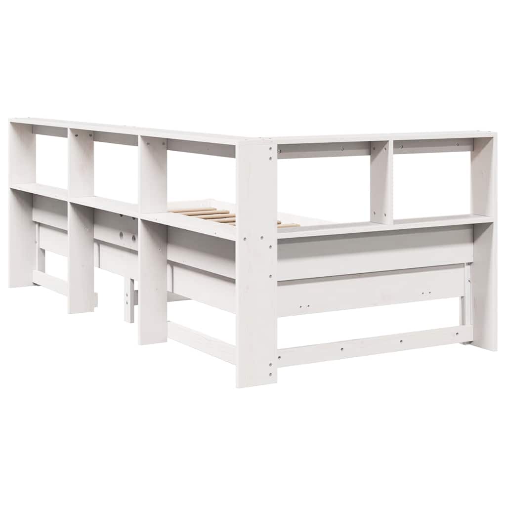 Bookcase Bed without Mattress White 90x200 cm Solid Wood Pine
