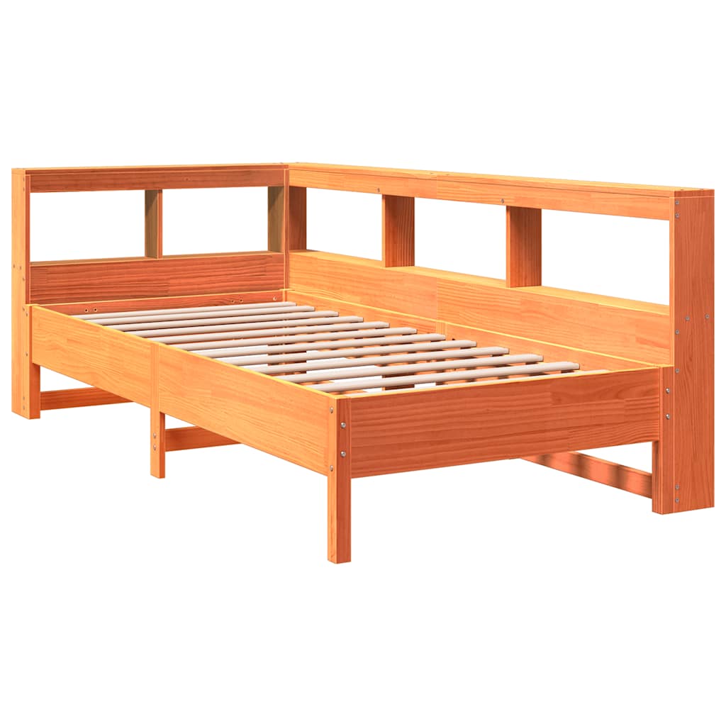 Bookcase Bed without Mattress Wax Brown 90x200 cm Solid Wood Pine