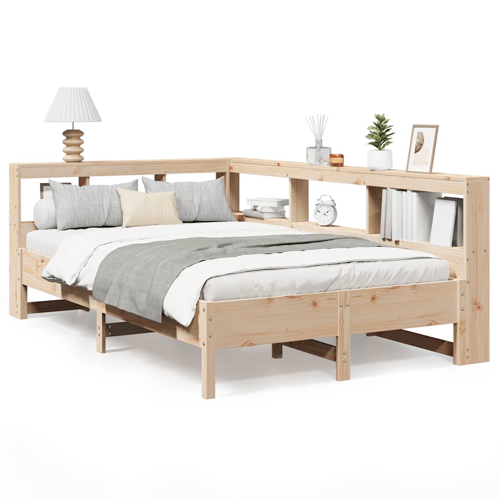 Bookcase Bed without Mattress 135x190 cm Solid Wood Pine