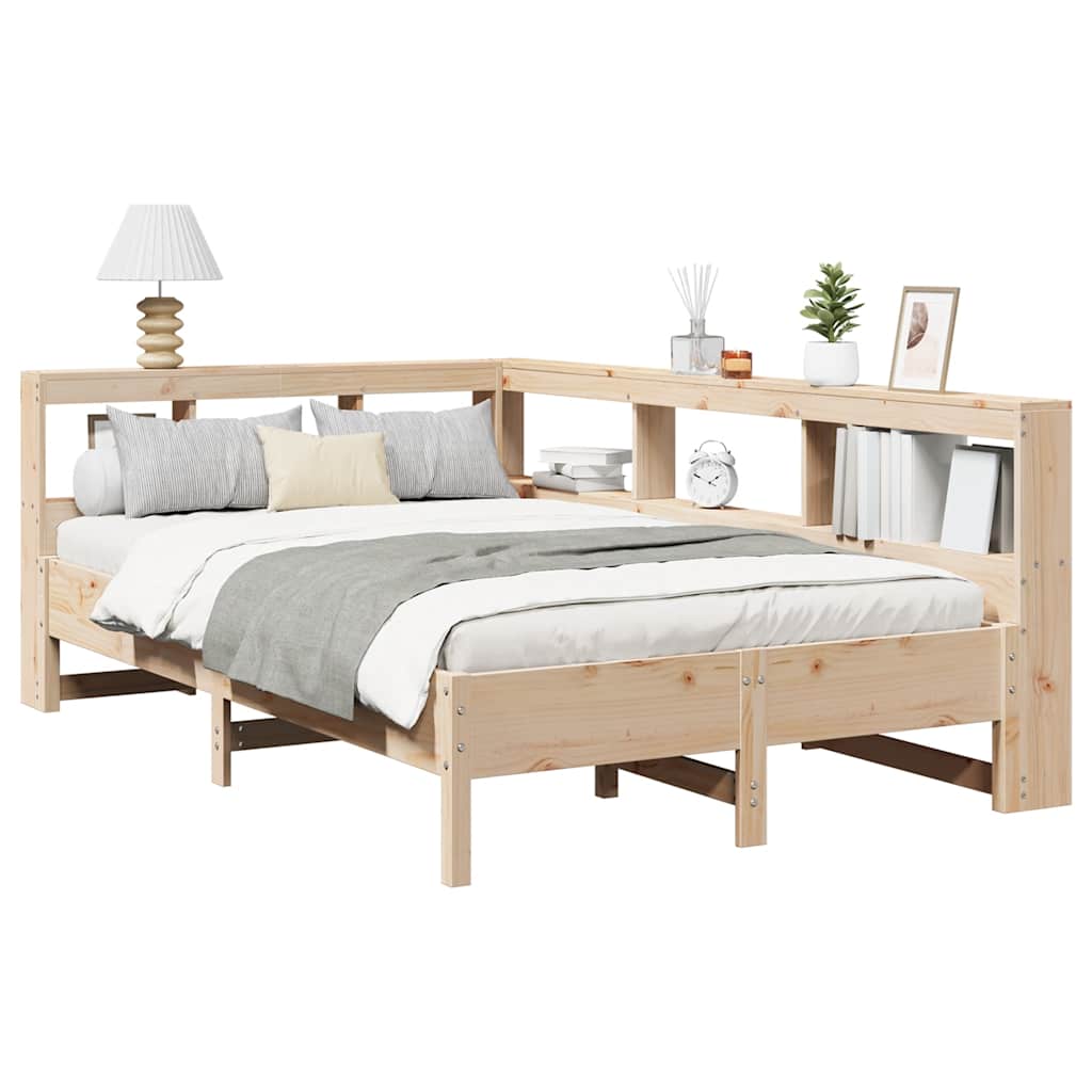 Bookcase Bed without Mattress 135x190 cm Solid Wood Pine