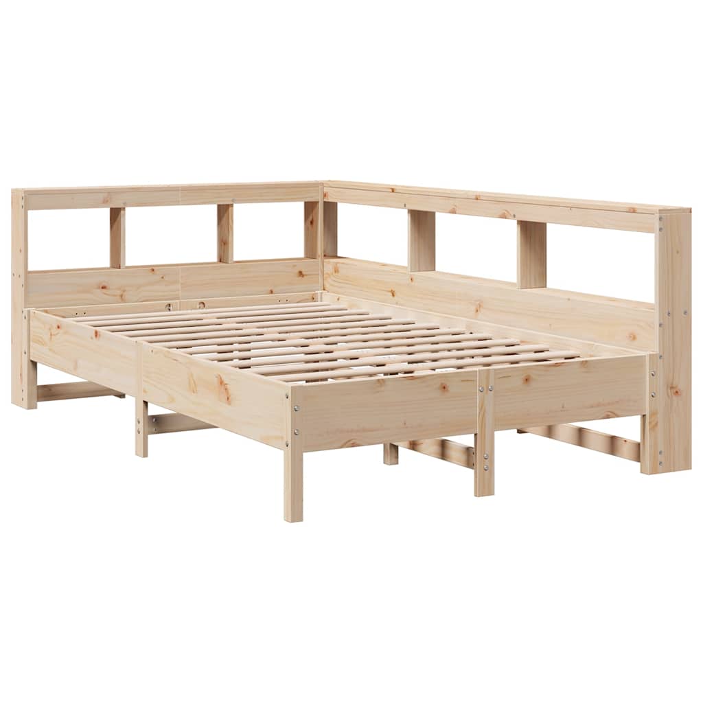 Bookcase Bed without Mattress 135x190 cm Solid Wood Pine