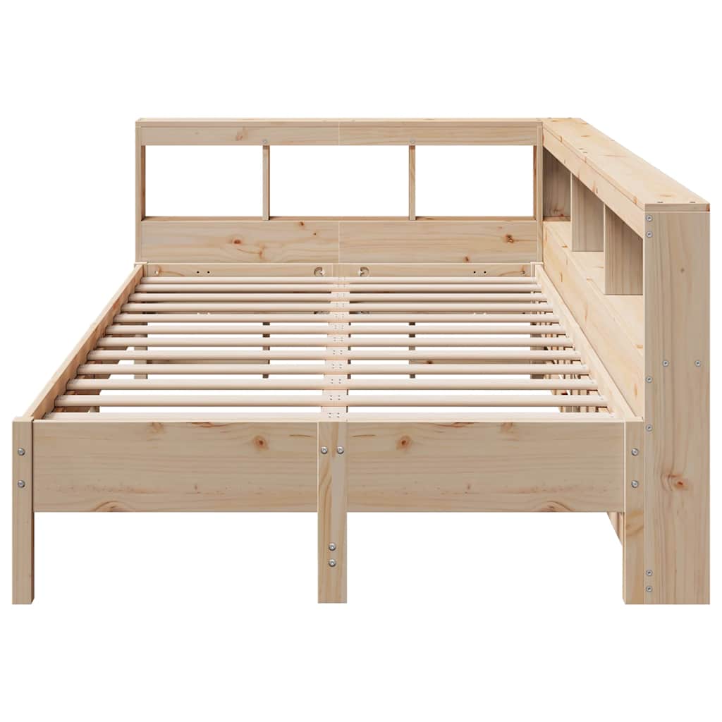 Bookcase Bed without Mattress 135x190 cm Solid Wood Pine
