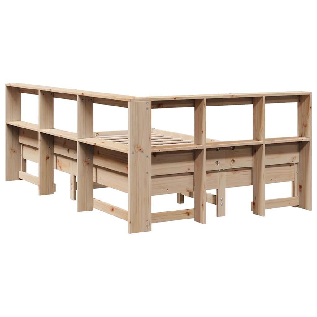 Bookcase Bed without Mattress 135x190 cm Solid Wood Pine