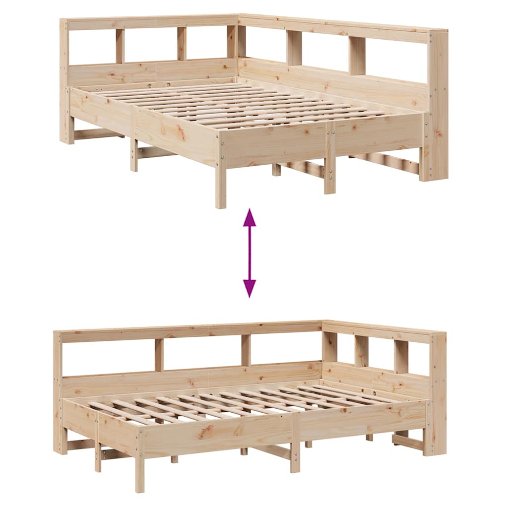 Bookcase Bed without Mattress 135x190 cm Solid Wood Pine