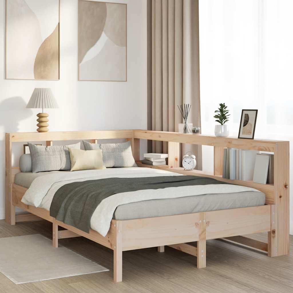 Bookcase Bed without Mattress 135x190 cm Solid Wood Pine