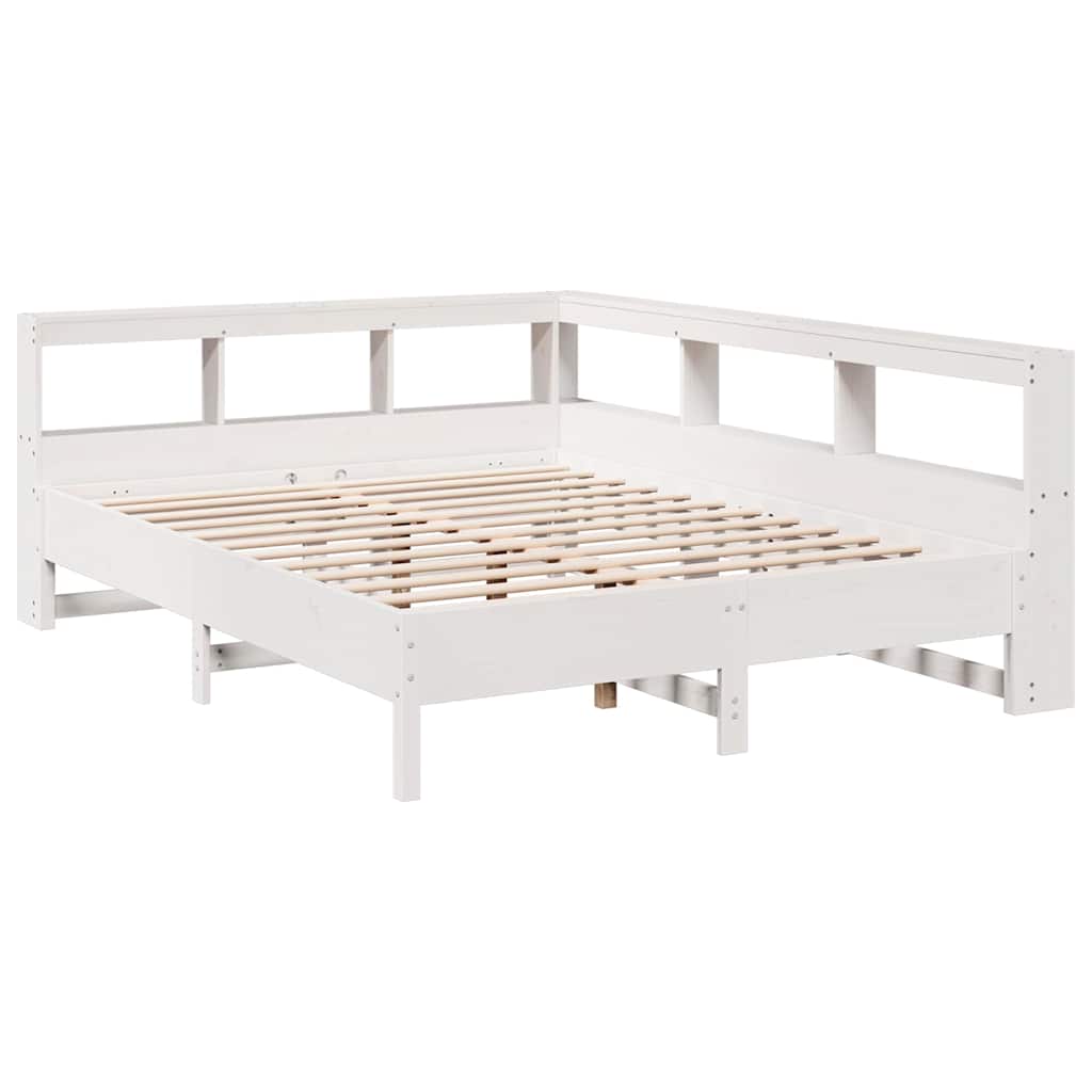 Bookcase Bed without Mattress White 135x190 cm Solid Wood Pine