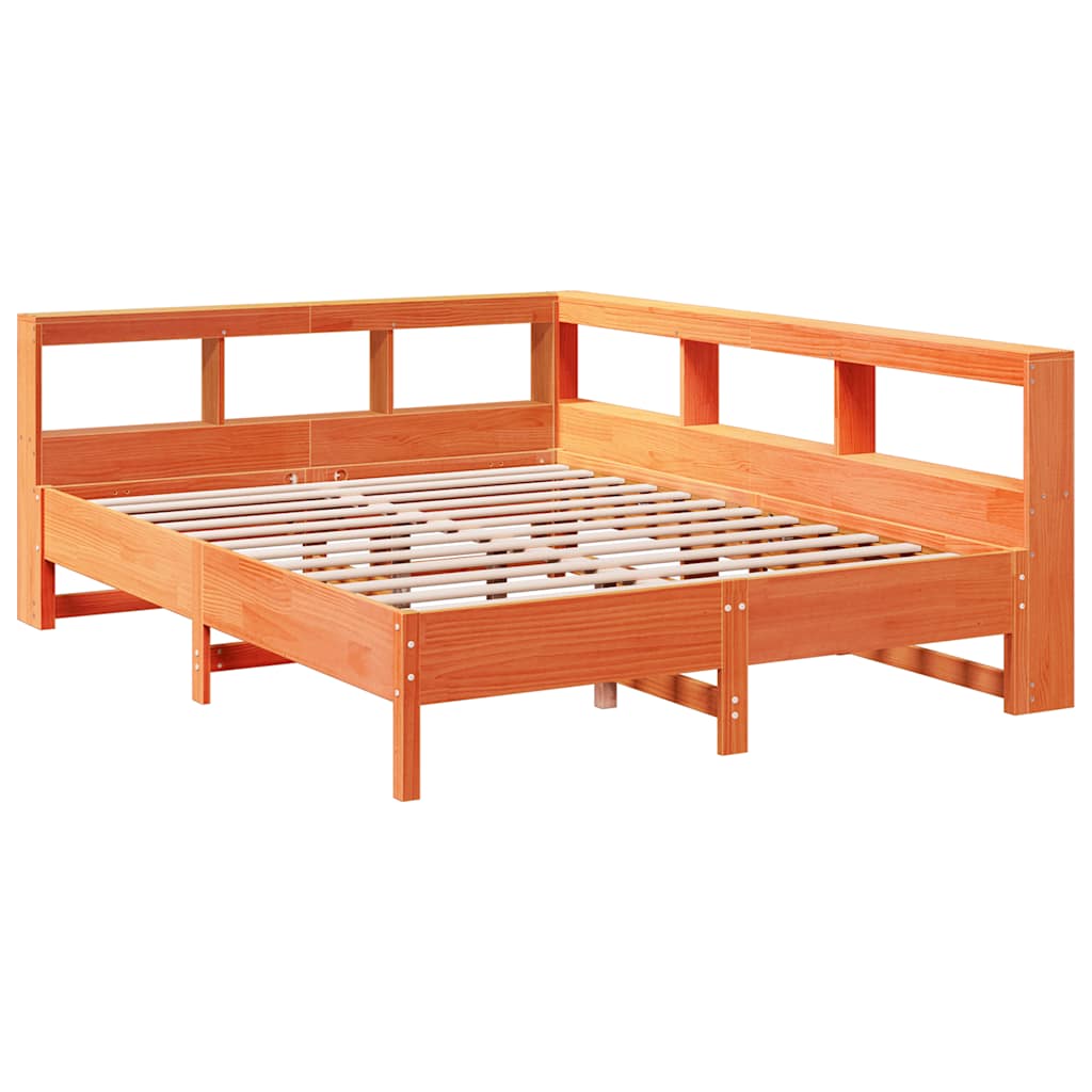 Bookcase Bed without Mattress Wax Brown 135x190 cm Solid Wood Pine