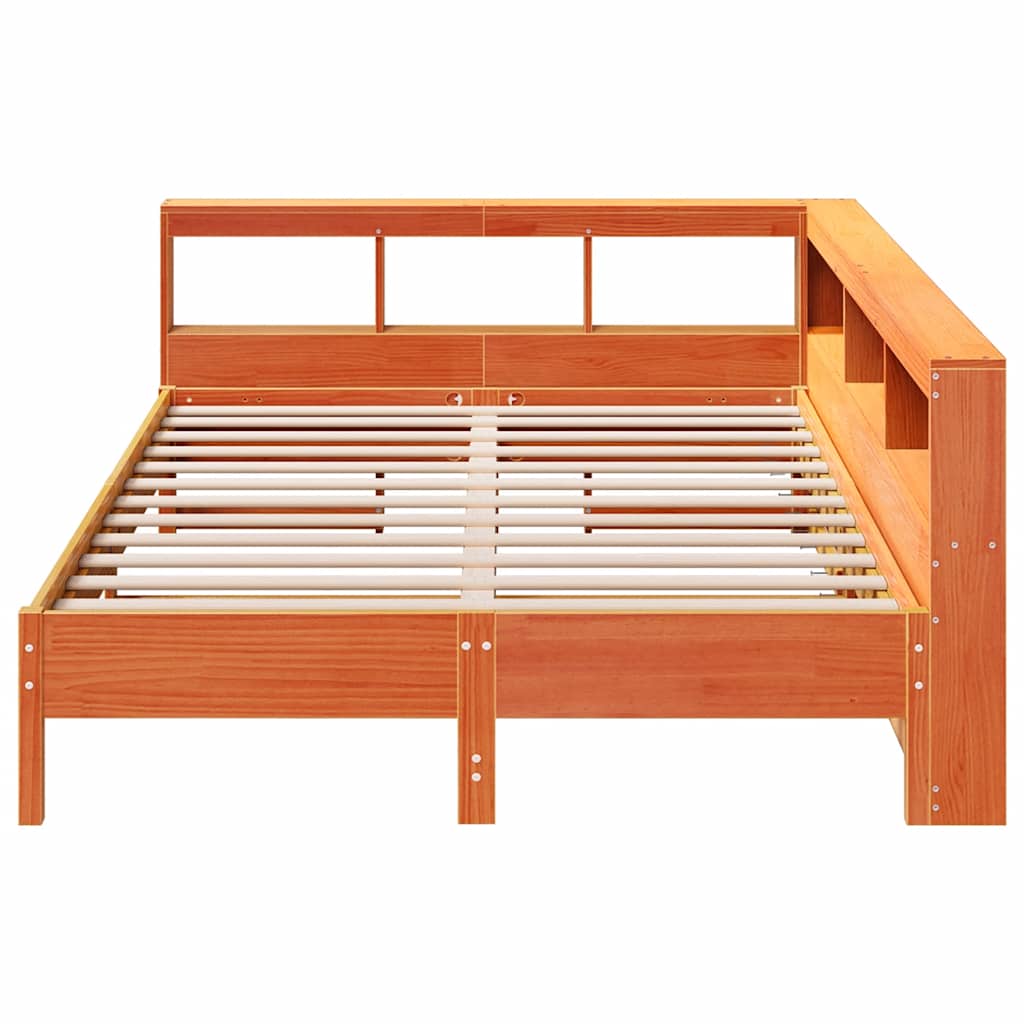 Bookcase Bed without Mattress Wax Brown 135x190 cm Solid Wood Pine