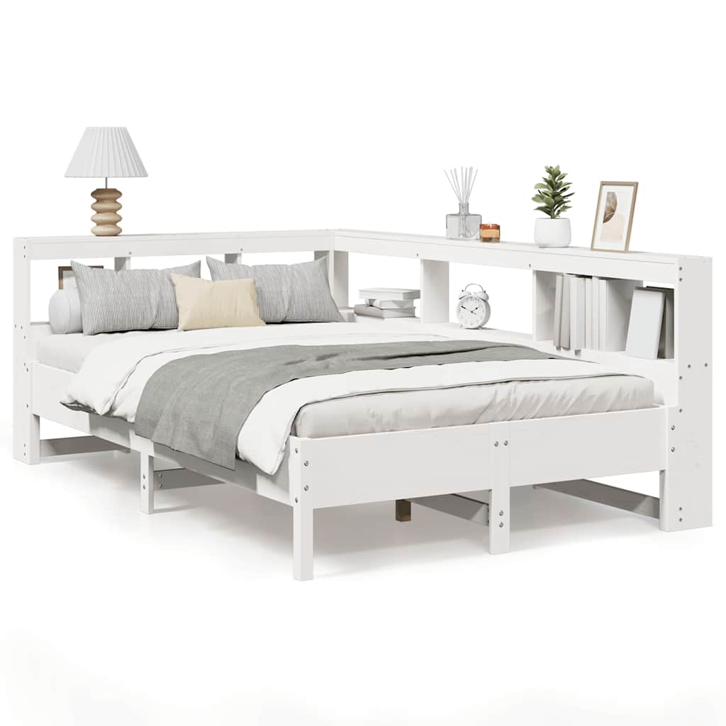 Bookcase Bed without Mattress White 120x190 cm Solid Wood Pine