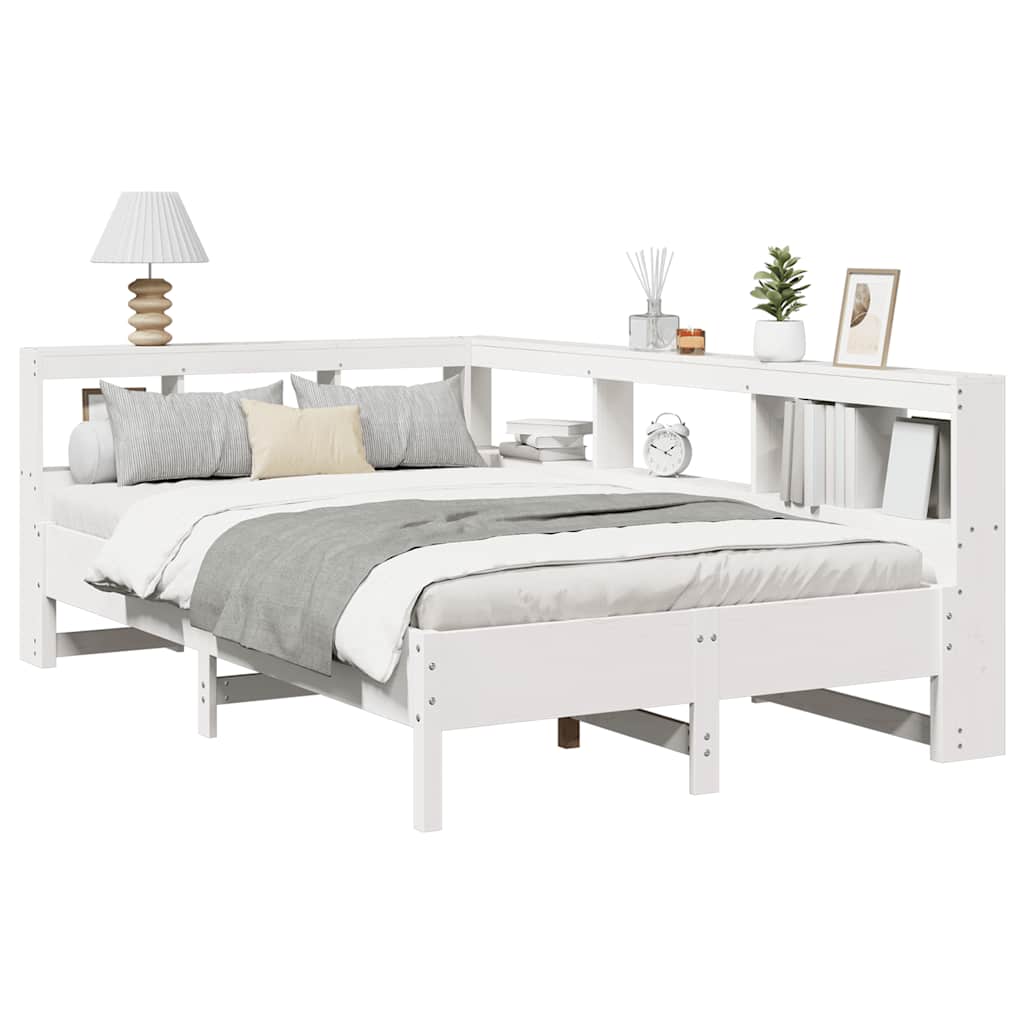 Bookcase Bed without Mattress White 120x190 cm Solid Wood Pine