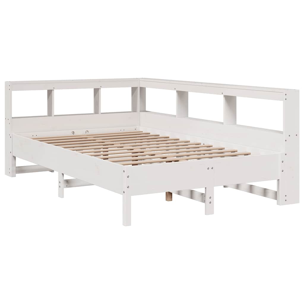 Bookcase Bed without Mattress White 120x190 cm Solid Wood Pine