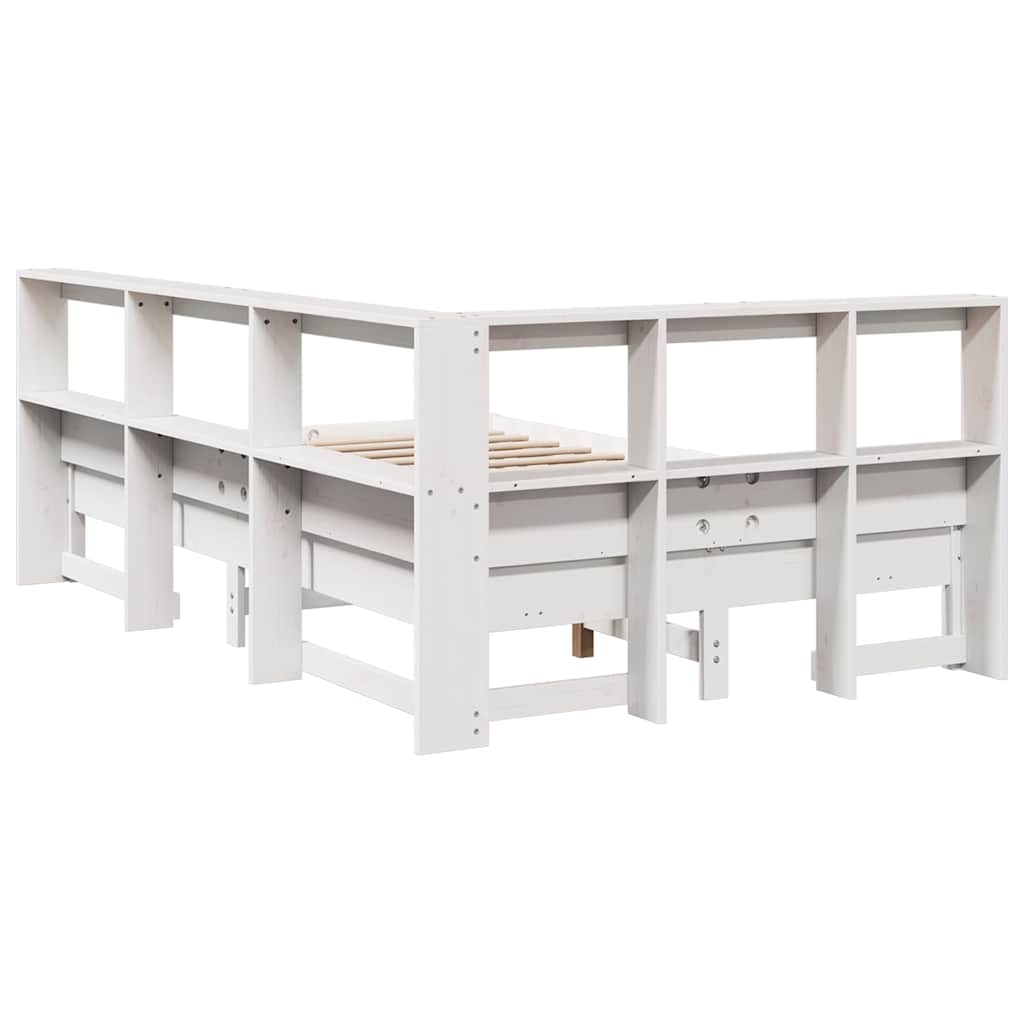 Bookcase Bed without Mattress White 120x190 cm Solid Wood Pine