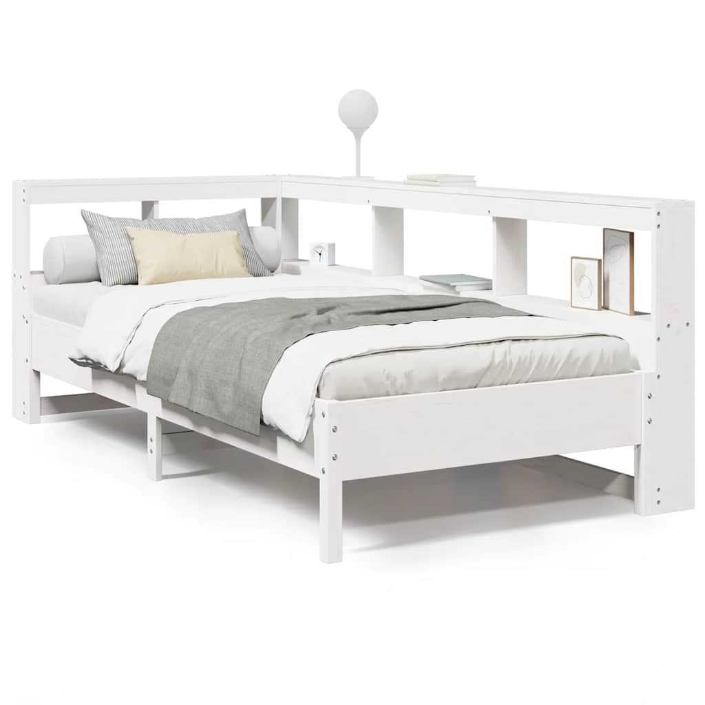 Bookcase Bed without Mattress White 90x190 cm Solid Wood Pine