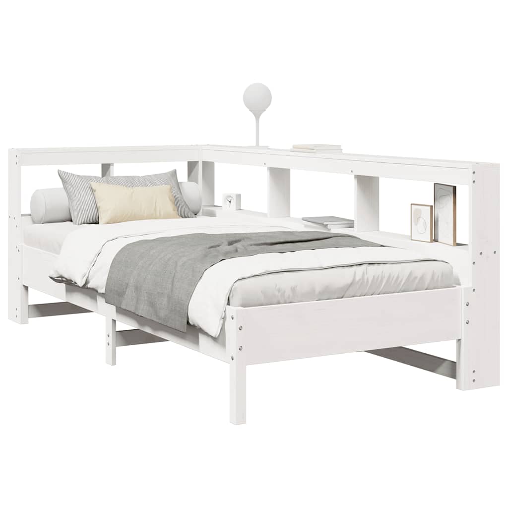 Bookcase Bed without Mattress White 90x190 cm Solid Wood Pine