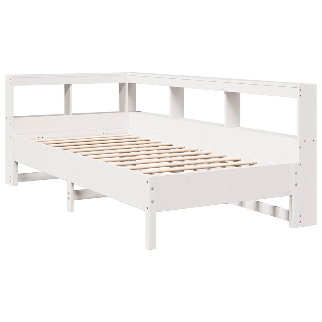 Bookcase Bed without Mattress White 90x190 cm Solid Wood Pine
