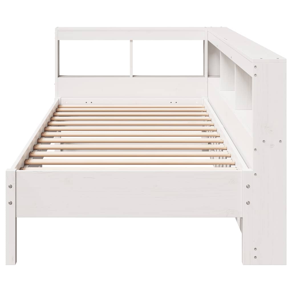 Bookcase Bed without Mattress White 90x190 cm Solid Wood Pine