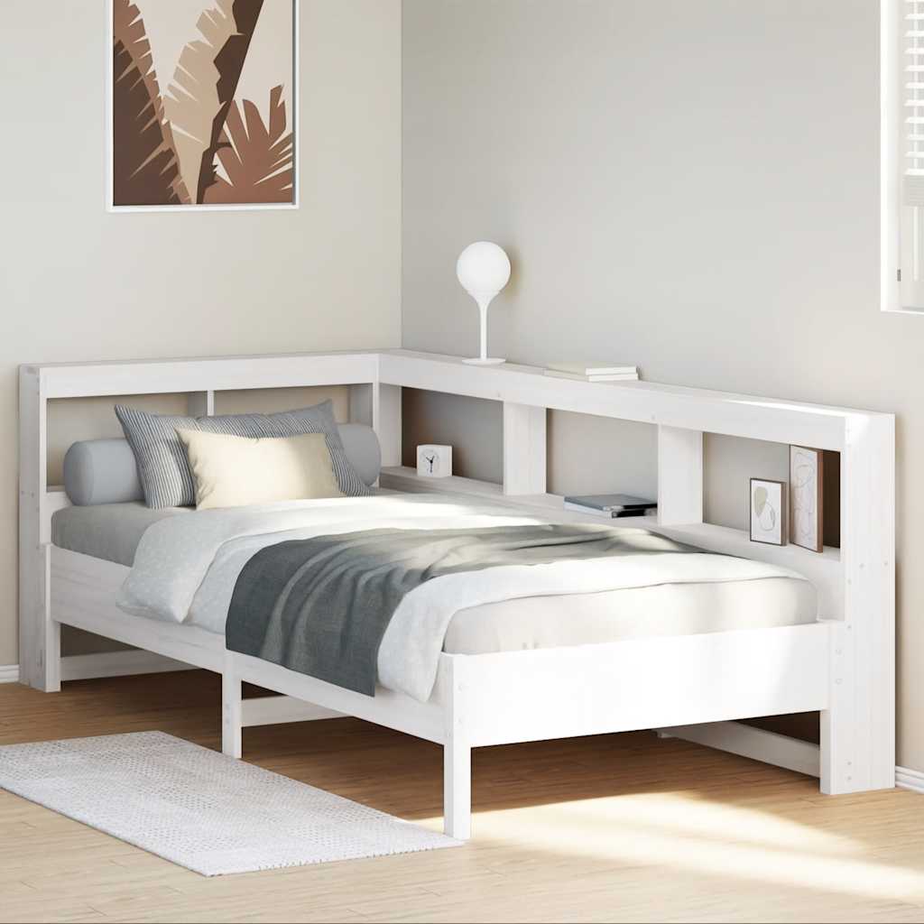 Bookcase Bed without Mattress White 90x190 cm Solid Wood Pine