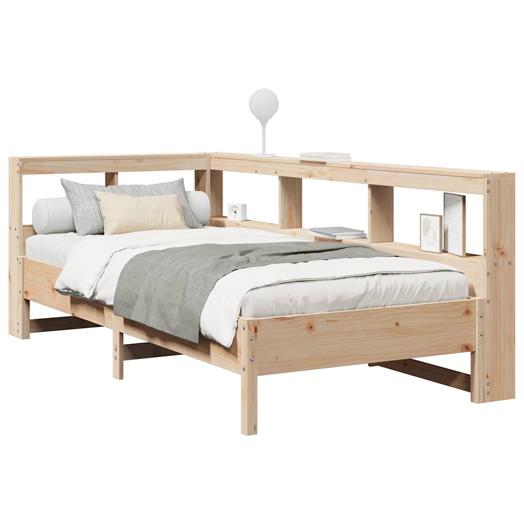 Bookcase Bed without Mattress 75x190 cm Solid Wood Pine