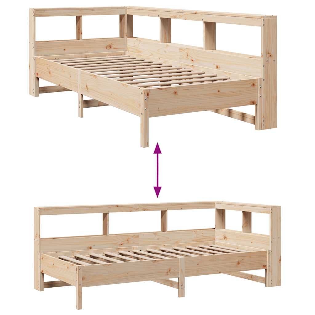 Bookcase Bed without Mattress 75x190 cm Solid Wood Pine