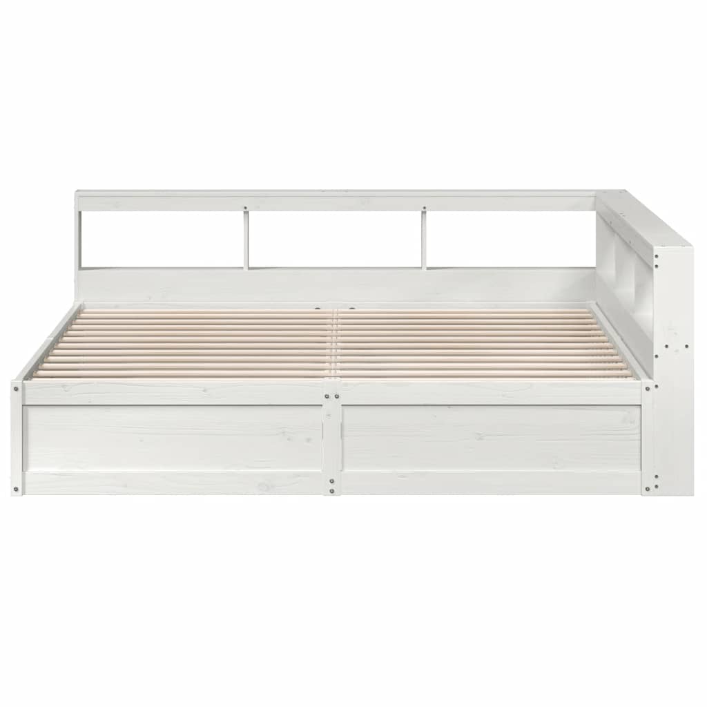 Bookcase Bed without Mattress White 200x200cm Solid Wood Pine