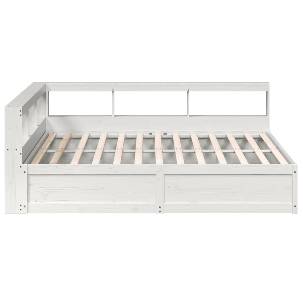 Bookcase Bed without Mattress White 200x200cm Solid Wood Pine