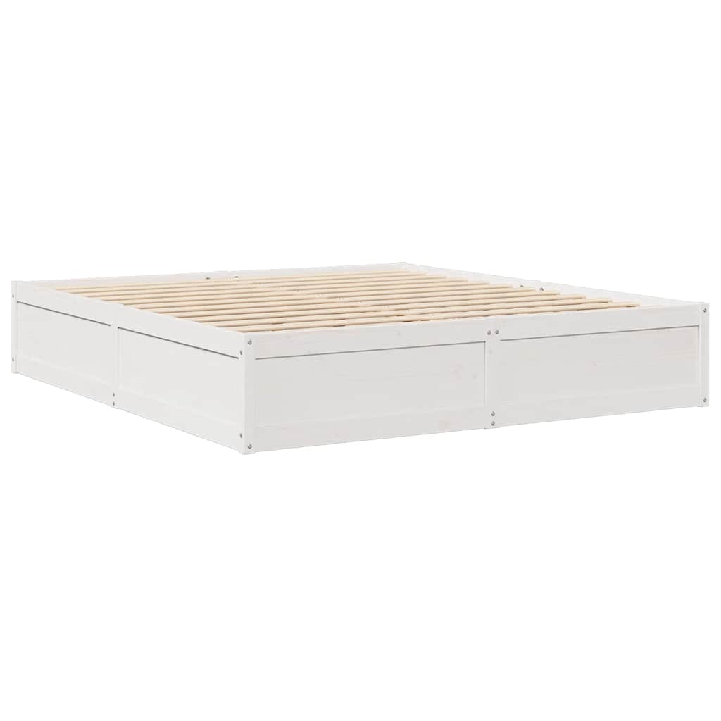 Bookcase Bed without Mattress White 200x200cm Solid Wood Pine