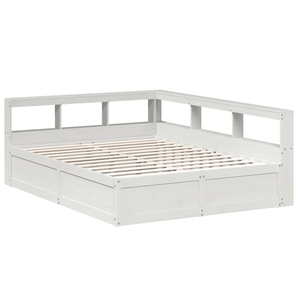 Bookcase Bed without Mattress White 140x200cm Solid Wood Pine