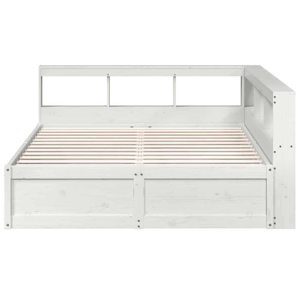 Bookcase Bed without Mattress White 140x200cm Solid Wood Pine