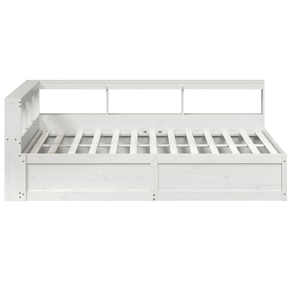 Bookcase Bed without Mattress White 140x200cm Solid Wood Pine