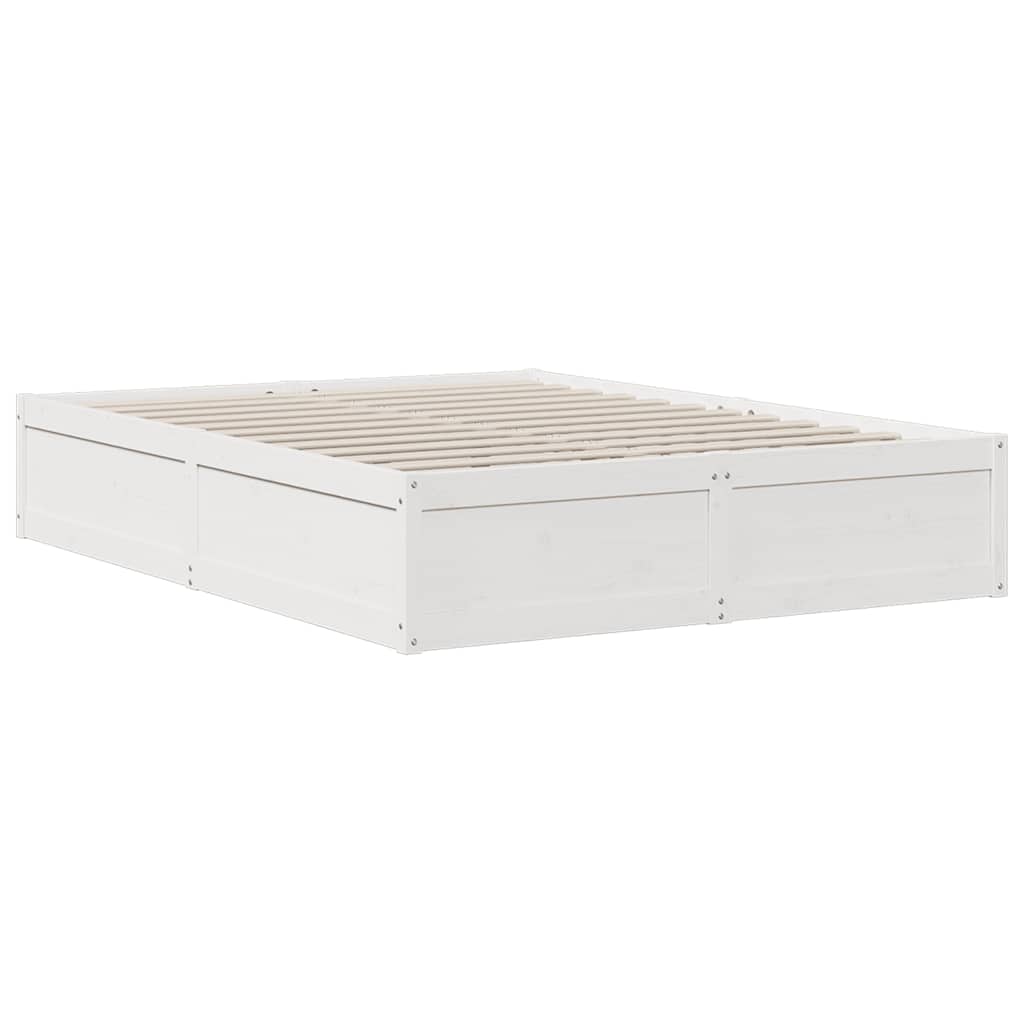 Bookcase Bed without Mattress White 140x200cm Solid Wood Pine