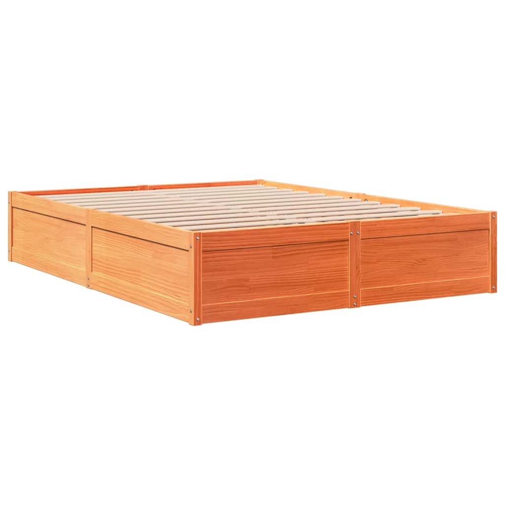 Bookcase Bed without Mattress Wax Brown 140x200cm Solid Wood Pine