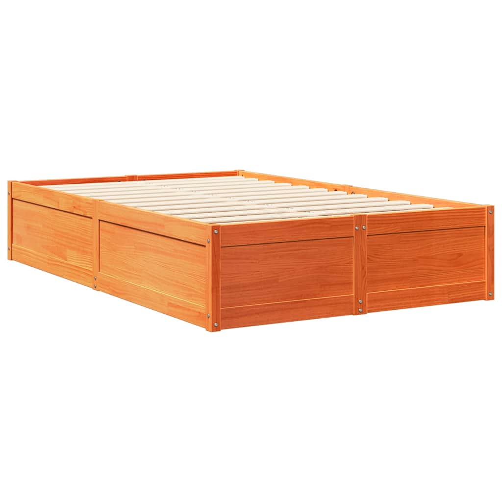 Bookcase Bed without Mattress Wax Brown 120x200cm Solid Wood Pine