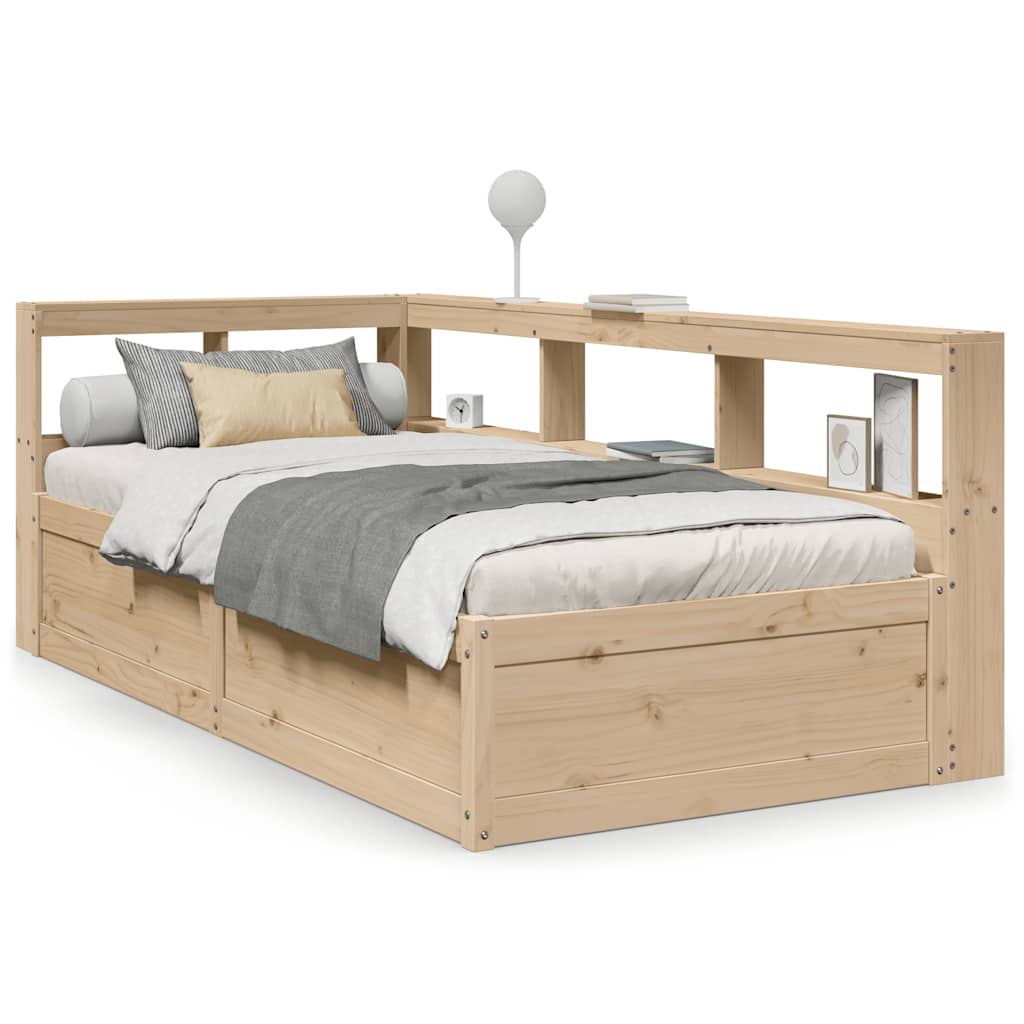 Bookcase Bed without Mattress 100x200cm Solid Wood Pine