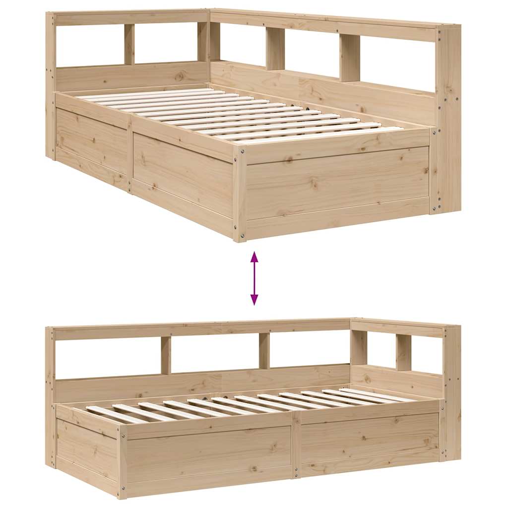 Bookcase Bed without Mattress 100x200cm Solid Wood Pine