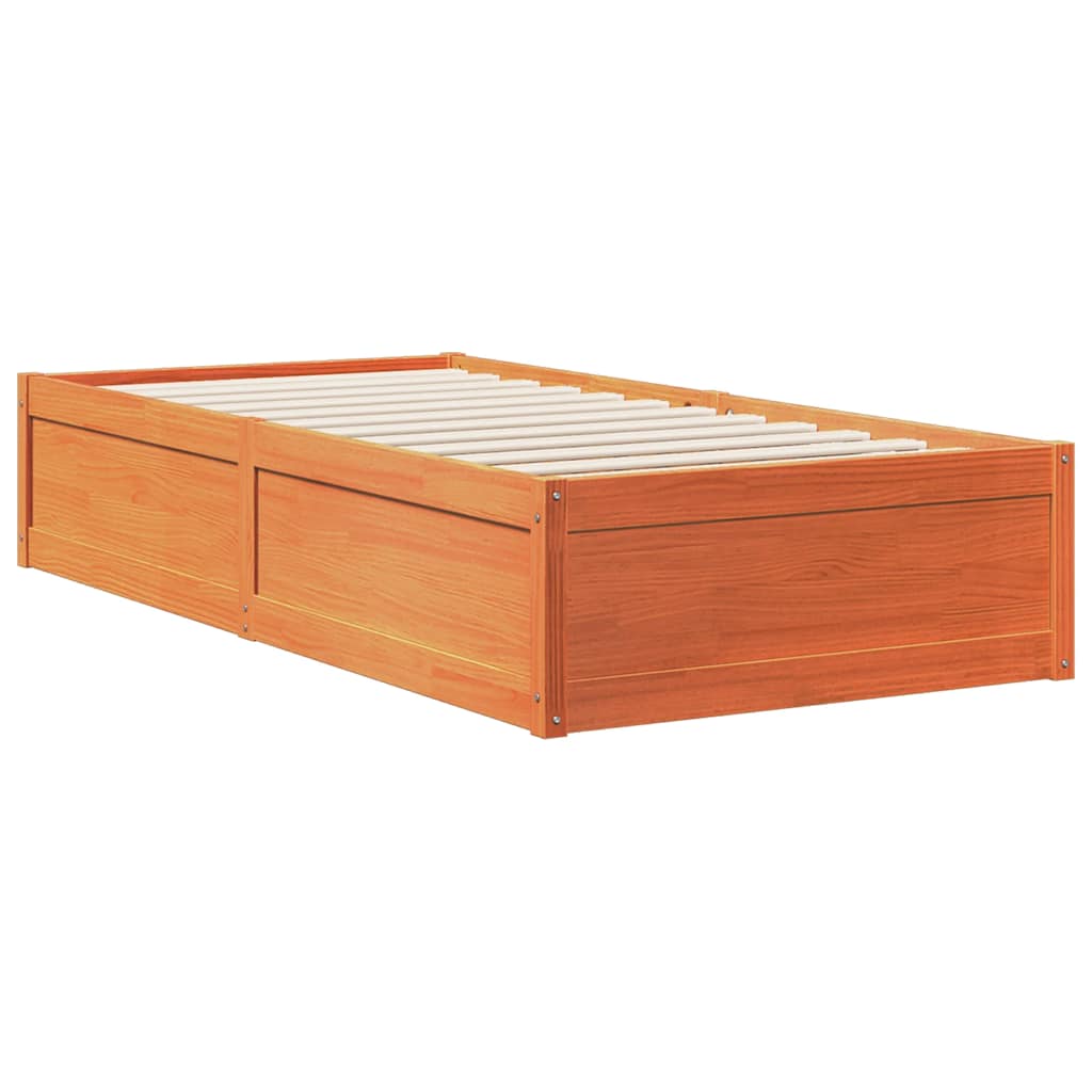 Bookcase Bed without Mattress Wax Brown 100x200cm Solid Wood Pine