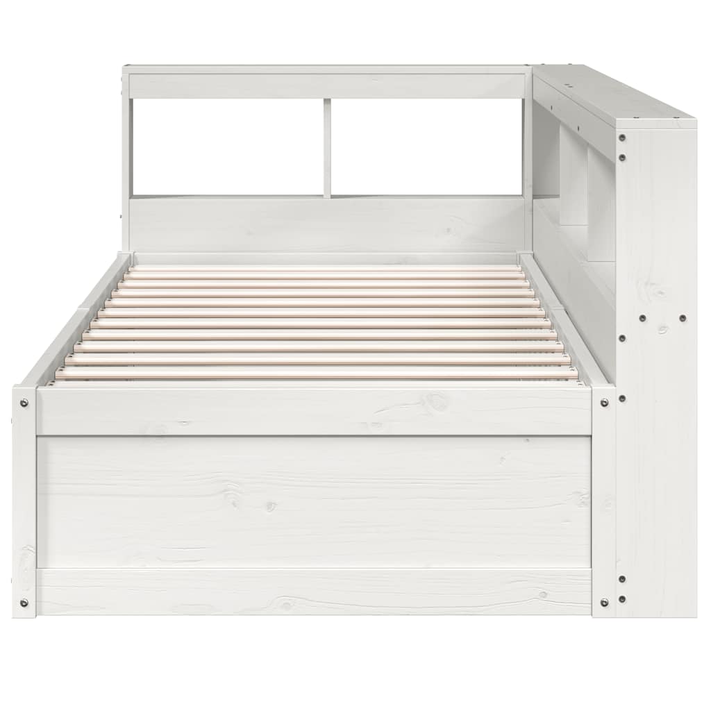 Bookcase Bed without Mattress White 90x200cm Solid Wood Pine