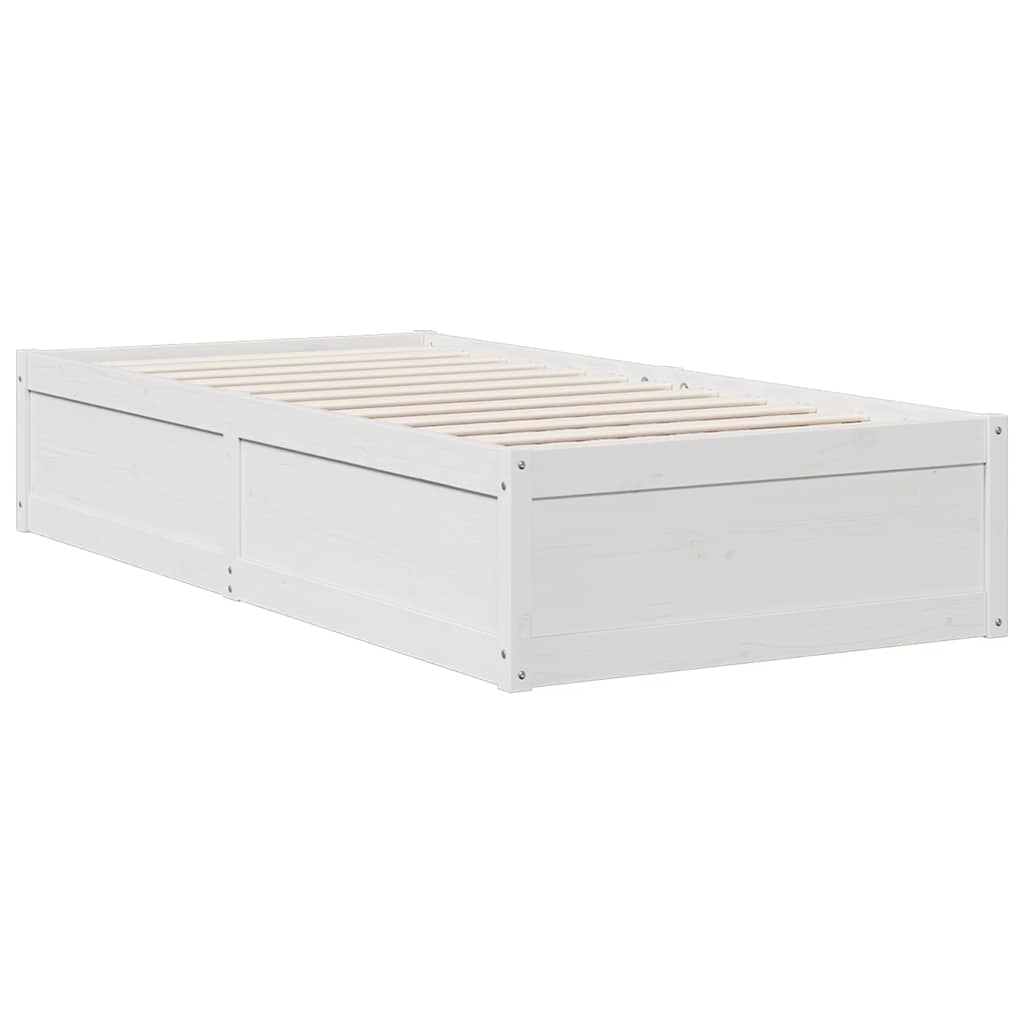 Bookcase Bed without Mattress White 90x200cm Solid Wood Pine