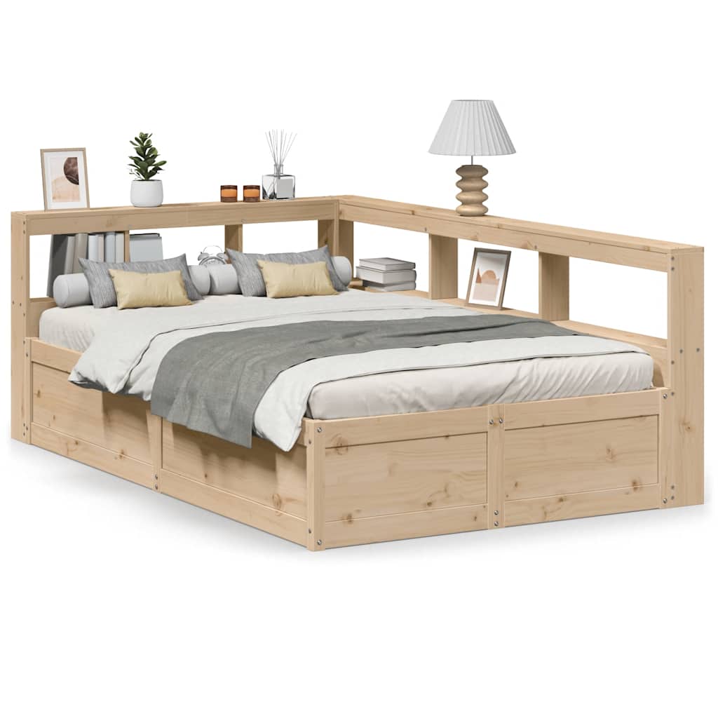 Bookcase Bed without Mattress 135x190cm Solid Wood Pine