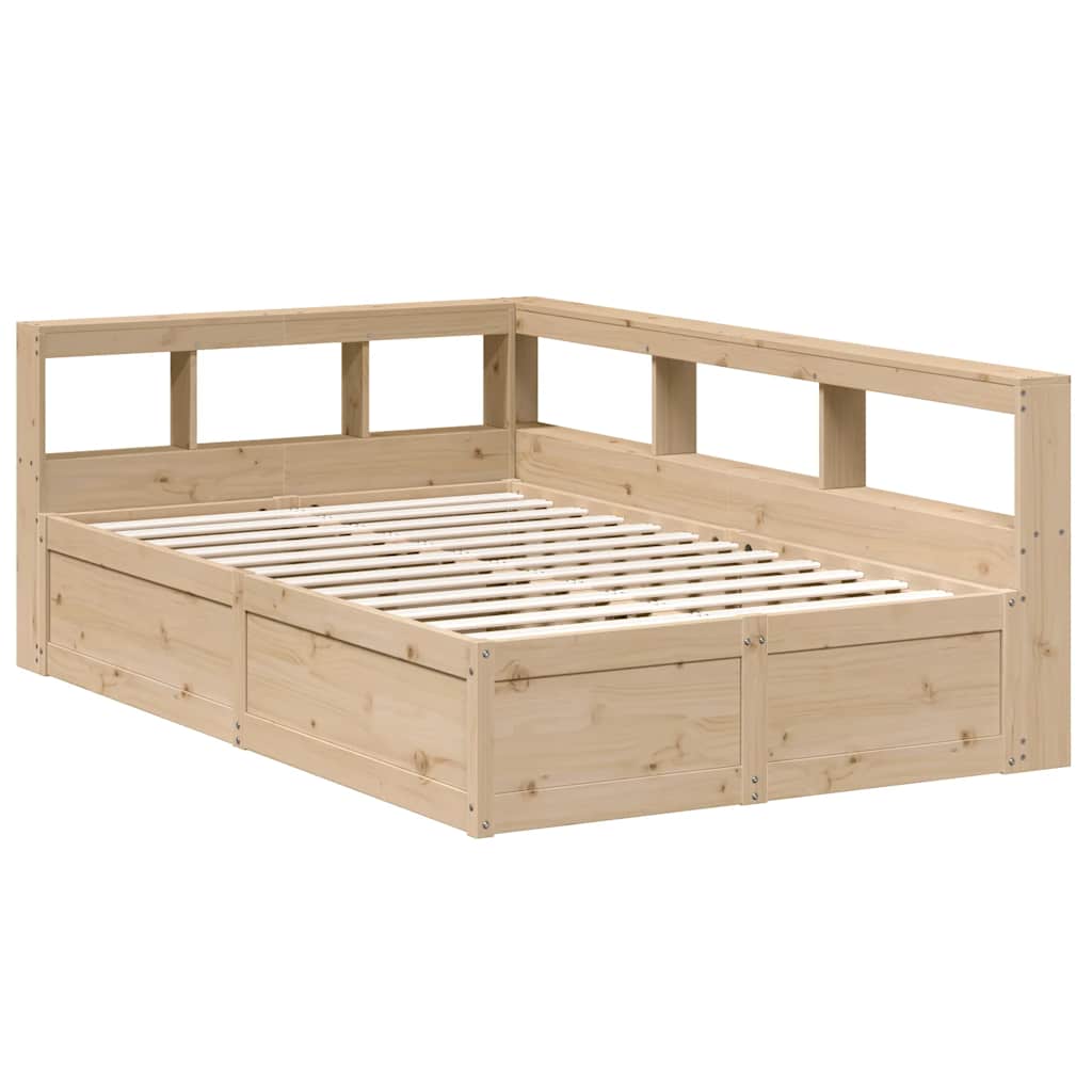 Bookcase Bed without Mattress 135x190cm Solid Wood Pine