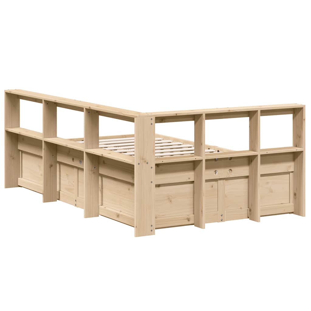 Bookcase Bed without Mattress 135x190cm Solid Wood Pine
