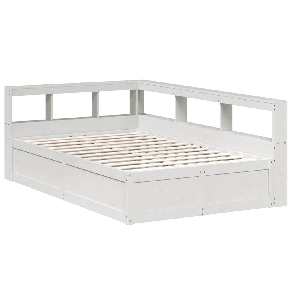 Bookcase Bed without Mattress White 135x190cm Solid Wood Pine