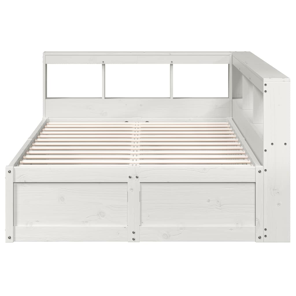 Bookcase Bed without Mattress White 135x190cm Solid Wood Pine