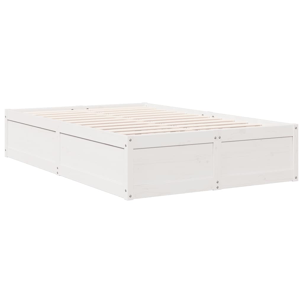 Bookcase Bed without Mattress White 135x190cm Solid Wood Pine