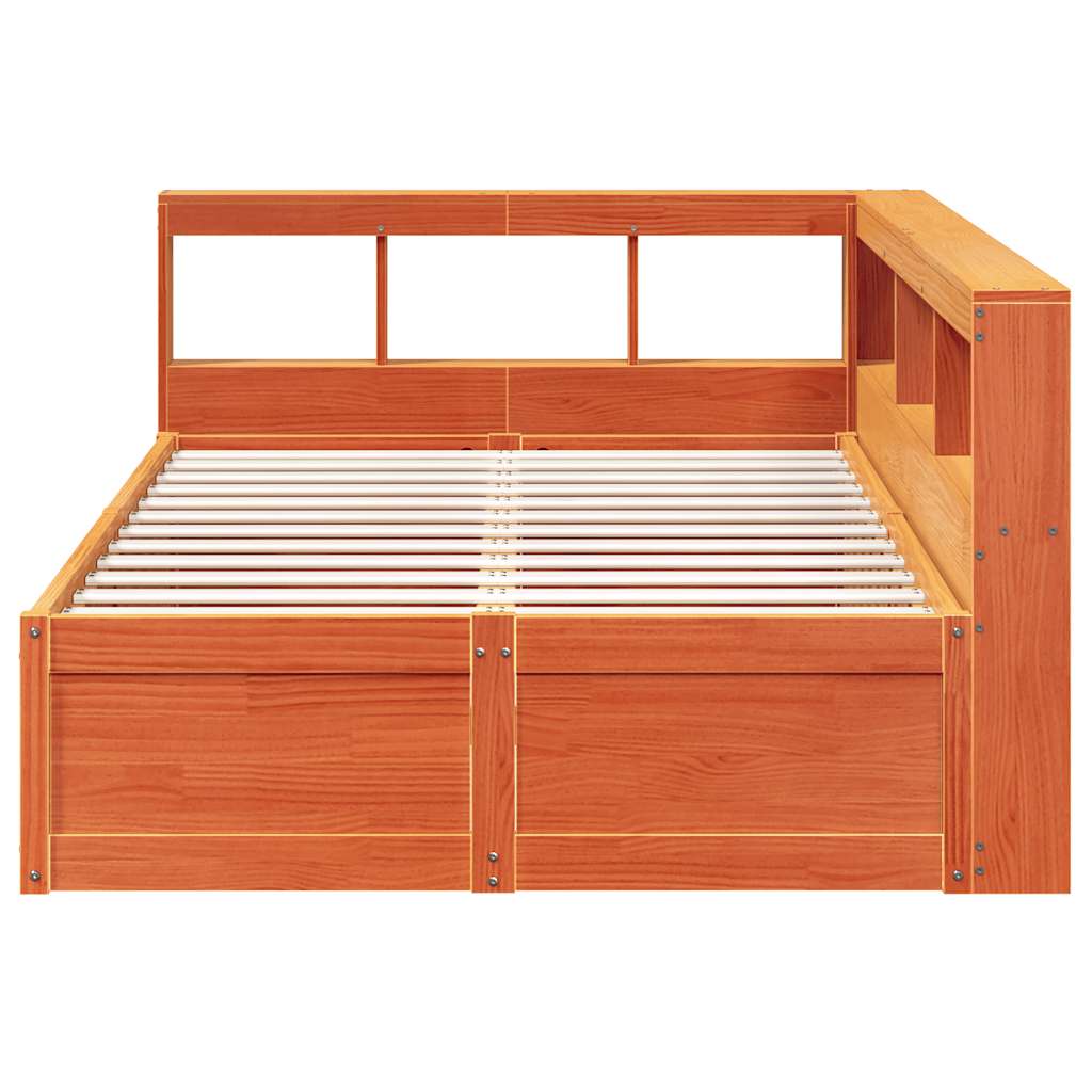Bookcase Bed without Mattress Wax Brown 120x190cm Solid Wood Pine
